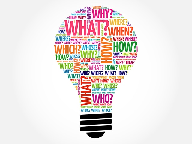 Lightbulb Word Cloud with Question Words